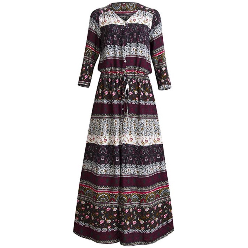 Purple Bohemian Split Front Boho Maxi Dress - Picture 5 of 8
